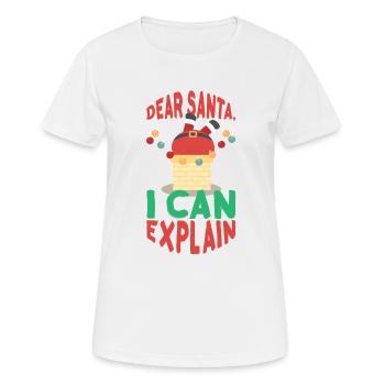 Lieber Weihnachtsmann, ich kann den Weihnachtsmann im Schornstein erklären - Frauen T-Shirt atmungsaktiv - Weiß - Vorne - AI Model Female 172 dark (172cm)
