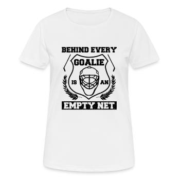 Hockey-Torhüter Hinter jedem Torhüter steht ein Leerer - Frauen T-Shirt atmungsaktiv - Weiß - Vorne - AI Model Female 172 dark (172cm)