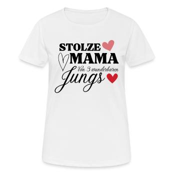 Stolze Mama von 3 wunderbaren Jungs - Frauen T-Shirt atmungsaktiv - Weiß - Vorne - AI Model Female 172 dark (172cm)
