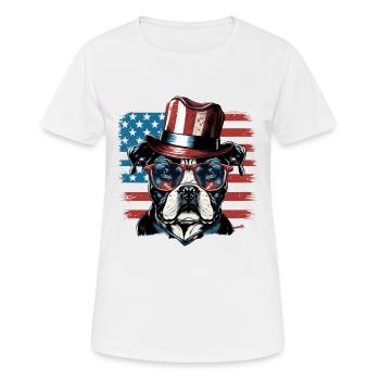 Patriotic Dog American Flag Patriot - Women's Breathable T-Shirt - white - Front - AI Model Female 172 dark (172cm)