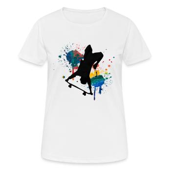 Skateboard Freestyle - Frauen T-Shirt atmungsaktiv - Weiß - Vorne - AI Model Female 172 dark (172cm)