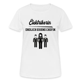 Elektrikerin Chefin Selbstständigkeit Firma Chef - Frauen T-Shirt atmungsaktiv - Weiß - Vorne - AI Model Female 172 dark (172cm)
