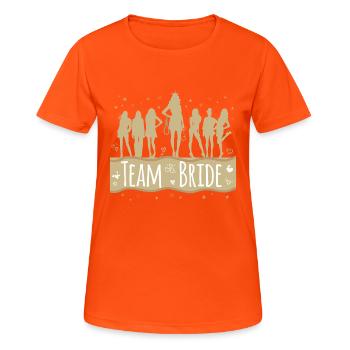 T-Shirt EVJF Junggesellinnenabschied Team Braut - Frauen T-Shirt atmungsaktiv - Neonorange - Vorne - AI Model Female 172 dark (172cm)
