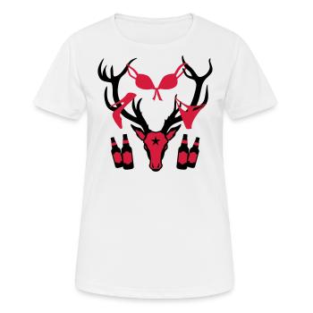 62 Macho Hirsch on Tour Geweih Beute Bier Boys - Frauen T-Shirt atmungsaktiv - Weiß - Vorne - AI Model Female 172 dark (172cm)
