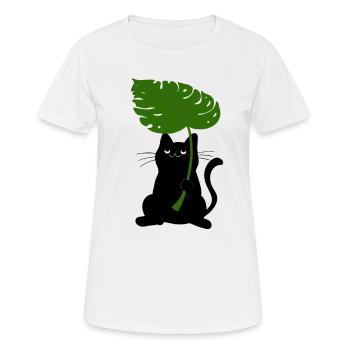 Pflanze und Katze Kawaii süßes Tier Design - Frauen T-Shirt atmungsaktiv - Weiß - Vorne - AI Model Female 172 dark (172cm)