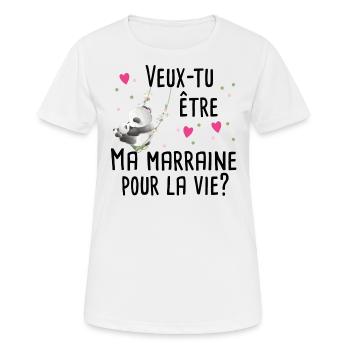 Marraine Bébé Naissance Grossesse Panda Cadeau - T-shirt respirant Femme - blanc - Devant - AI Model Female 172 dark (172cm)