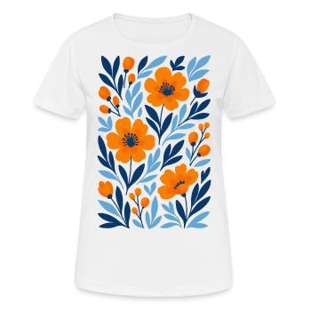 Fleurs graphiques - Design floral moderne - T-shirt respirant Femme - blanc - Devant - AI Model Female 172 dark (172cm)
