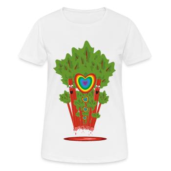 Rhabarber trifft Regenbogen mit vielen Herzen. - Frauen T-Shirt atmungsaktiv - Weiß - Vorne - AI Model Female 172 dark (172cm)