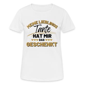Meine Lieblings Tante hat mir das geschenkt - Frauen T-Shirt atmungsaktiv - Weiß - Vorne - AI Model Female 172 dark (172cm)