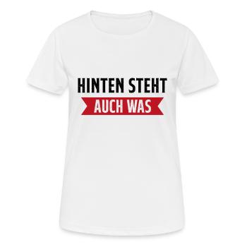 Hinten steht auch was - Frauen T-Shirt atmungsaktiv - Weiß - Vorne - AI Model Female 172 dark (172cm)