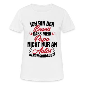 Ich Bin der Beweis DASS Papa Nicht nur an Autos - Frauen T-Shirt atmungsaktiv - Weiß - Vorne - AI Model Female 172 dark (172cm)