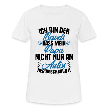 Ich Bin der Beweis DASS Papa Nicht nur an Autos - Frauen T-Shirt atmungsaktiv - Weiß - Vorne - AI Model Female 172 dark (172cm)