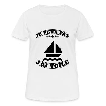 Je peux pas j'ai Voile - Humour Planche à Voile - T-shirt respirant Femme - blanc - Devant - AI Model Female 172 dark (172cm)