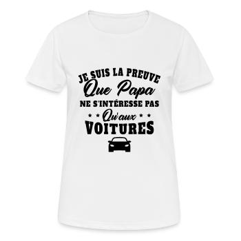 Je suis la preuve que papa t-shirt voiture - T-shirt respirant Femme - blanc - Devant - AI Model Female 172 dark (172cm)