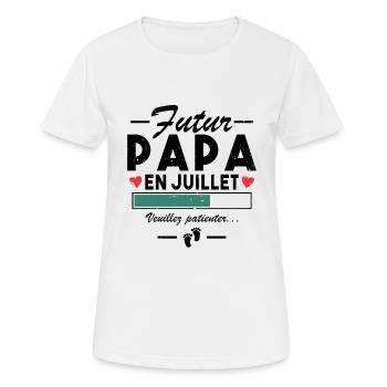 Werdender Papa im Juli Schwangerschaftsankündigung an Papa - Frauen T-Shirt atmungsaktiv - Weiß - Vorne - AI Model Female 172 dark (172cm)