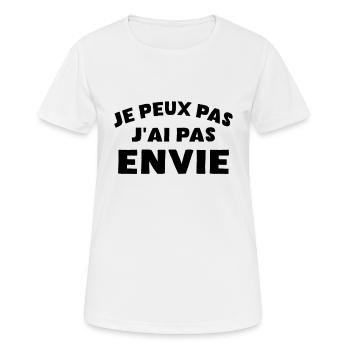 Je peux pas j ai pas envie humour - T-shirt respirant Femme - blanc - Devant - AI Model Female 172 dark (172cm)