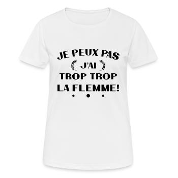 Ich kann nicht, ich bin zu faul - Frauen T-Shirt atmungsaktiv - Weiß - Vorne - AI Model Female 172 dark (172cm)