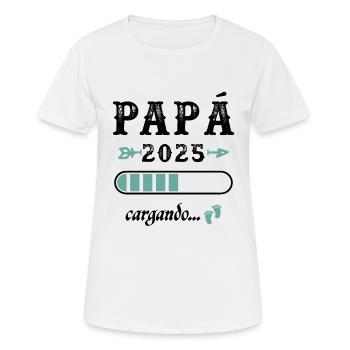 Papa 2025 Chargement Cadeau Futur Père - T-shirt respirant Femme - blanc - Devant - AI Model Female 172 dark (172cm)