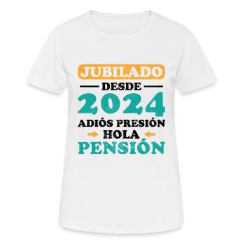 Im Ruhestand ab 2024 Auf Wiedersehen Druck Hallo Pension - Frauen T-Shirt atmungsaktiv - Weiß - Vorne - AI Model Female 172 dark (172cm)