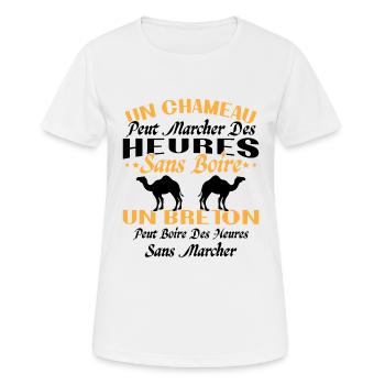 Breton peut boire des heures sans marcher - T-shirt respirant Femme - blanc - Devant - AI Model Female 172 dark (172cm)