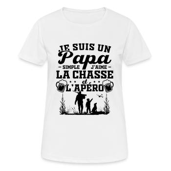 Je suis un papa simple j'aime la chasse et l'apéro - T-shirt respirant Femme - blanc - Devant - AI Model Female 172 dark (172cm)