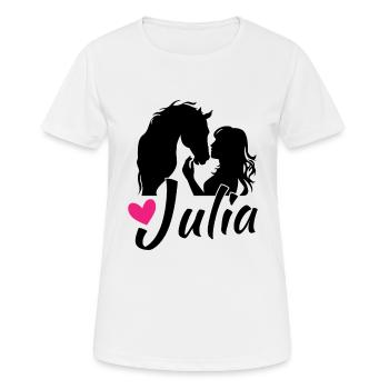 JULIA Schöner Mädchenname mit einem schönen Pferd - Frauen T-Shirt atmungsaktiv - Weiß - Vorne - AI Model Female 172 dark (172cm)