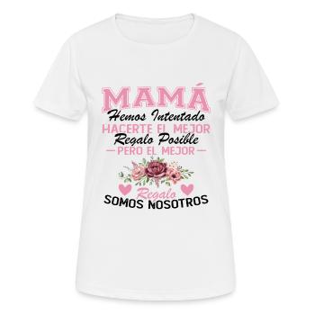 Maman, mais le meilleur cadeau, c’est nous - T-shirt respirant Femme - blanc - Devant - AI Model Female 172 dark (172cm)