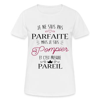 Pompier parfaite - T-shirt respirant Femme - blanc - Devant - AI Model Female 172 dark (172cm)