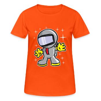 Kühlen funkelnden Astronauten - Frauen T-Shirt atmungsaktiv - Neonorange - Vorne - AI Model Female 172 dark (172cm)