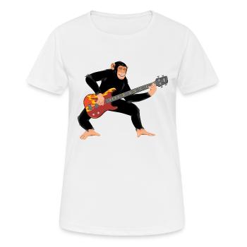 Affe mit E-Bass - Frauen T-Shirt atmungsaktiv - Weiß - Vorne - AI Model Female 172 dark (172cm)