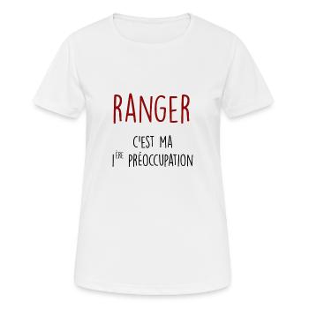 ranger c'est ma 1ère préoccupation - T-shirt respirant Femme - blanc - Devant - AI Model Female 172 dark (172cm)