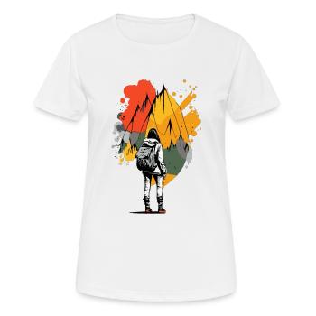 Wanderin - Frau in den Bergen Grafik - Frauen T-Shirt atmungsaktiv - Weiß - Vorne - AI Model Female 172 dark (172cm)
