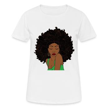 Sexy Afro Woman Silhouette T-Shirt - Frauen T-Shirt atmungsaktiv - Weiß - Vorne - AI Model Female 172 dark (172cm)