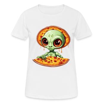 Green Alien apprécie la pizza salami - T-shirt respirant Femme - blanc - Devant - AI Model Female 172 dark (172cm)
