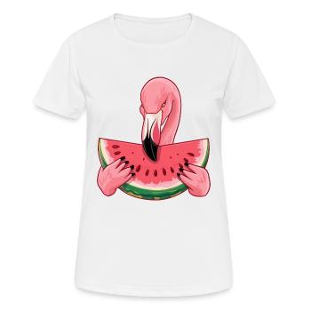 Flamingo Sommer Wassermelone Genuss - Frauen T-Shirt atmungsaktiv - Weiß - Vorne - AI Model Female 172 dark (172cm)