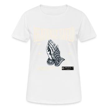 La foi céleste sauvée priant Jésus-Christ - T-shirt respirant Femme - blanc - Devant - AI Model Female 172 dark (172cm)