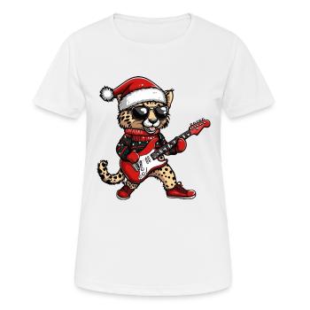 Cheetah Christmas Rocker Guitar - Women's Breathable T-Shirt - white - Front - AI Model Female 172 dark (172cm)