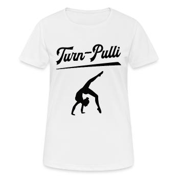 Turnkleidung TURN-PULLI Gymnastik Turnen Turnerin - Frauen T-Shirt atmungsaktiv - Weiß - Vorne - AI Model Female 172 dark (172cm)