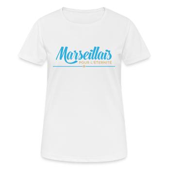 Marseillais pour l'éternité - Cadeau Supporter - T-shirt respirant Femme - blanc - Devant - AI Model Female 172 dark (172cm)