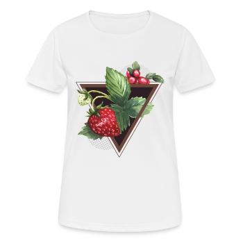 Aquarelle Fraises - T-shirt respirant Femme - blanc - Devant - AI Model Female 172 dark (172cm)