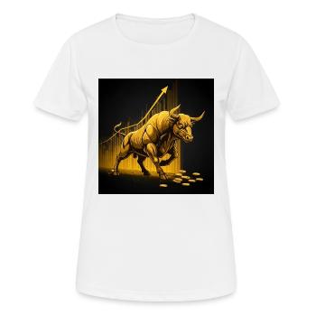 Golden Bull - Succès, Richesse, Argent, Marché boursier - T-shirt respirant Femme - blanc - Devant - AI Model Female 172 dark (172cm)