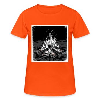 Magical moments around the campfire: warmth, stories - Women's Breathable T-Shirt - neon orange - Front - AI Model Female 172 dark (172cm)