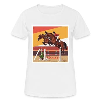 L’art du saut d’obstacles - T-shirt respirant Femme - blanc - Devant - AI Model Female 172 dark (172cm)