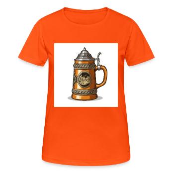 Ein kühles Blondes im traditionellen Bierkrug - Frauen T-Shirt atmungsaktiv - Neonorange - Vorne - AI Model Female 172 dark (172cm)