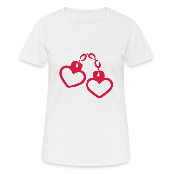 Handschelle Herz - Frauen T-Shirt atmungsaktiv - Weiß - Vorne - AI Model Female 172 dark (172cm)