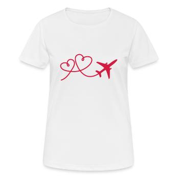 Flugzeug Flieger mit Herz - Frauen T-Shirt atmungsaktiv - Weiß - Vorne - AI Model Female 172 dark (172cm)