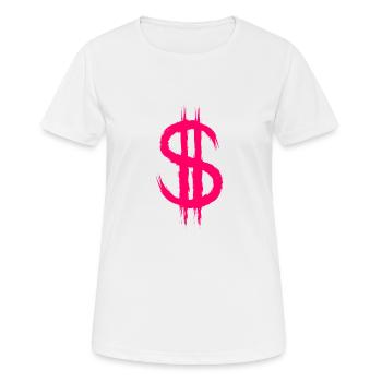Signe dollar signe dollar argent brosse rose - T-shirt respirant Femme - blanc - Devant - AI Model Female 172 dark (172cm)