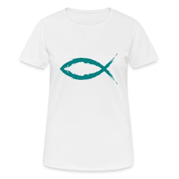 Poisson christianisme symbole religion église - T-shirt respirant Femme - blanc - Devant - AI Model Female 172 dark (172cm)