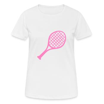 Tennis racket pink - Women's Breathable T-Shirt - white - Front - AI Model Female 172 dark (172cm)
