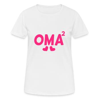 Oma hoch Zwei -Zweifache Oma - Frauen T-Shirt atmungsaktiv - Weiß - Vorne - AI Model Female 172 dark (172cm)